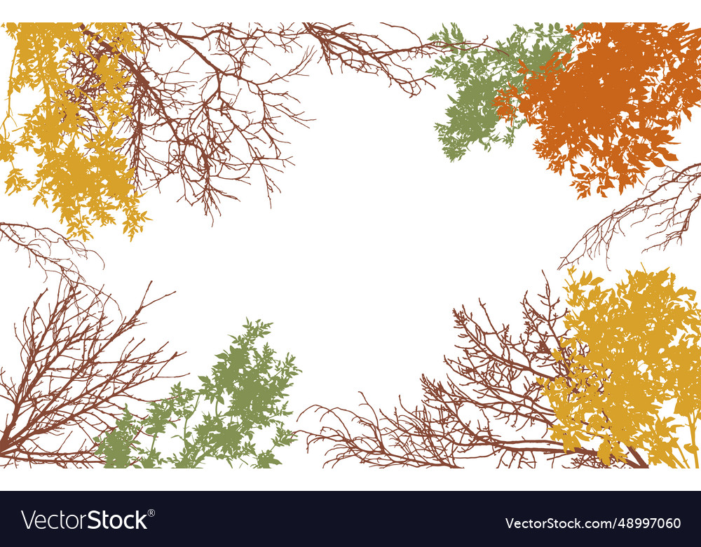 Autumn frame of deciduous branches trees vector image Autumn frame of deciduous branches trees