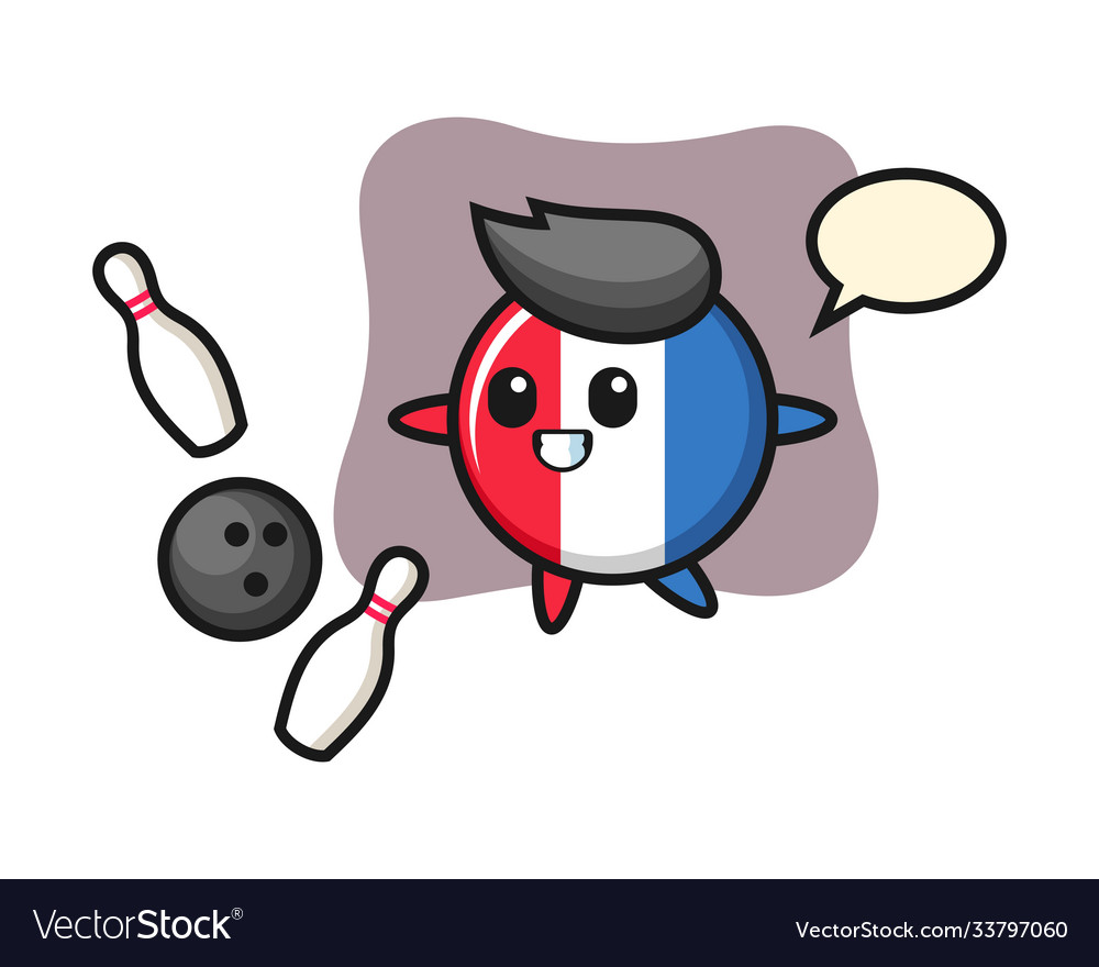 Character cartoon france flag badge is playing