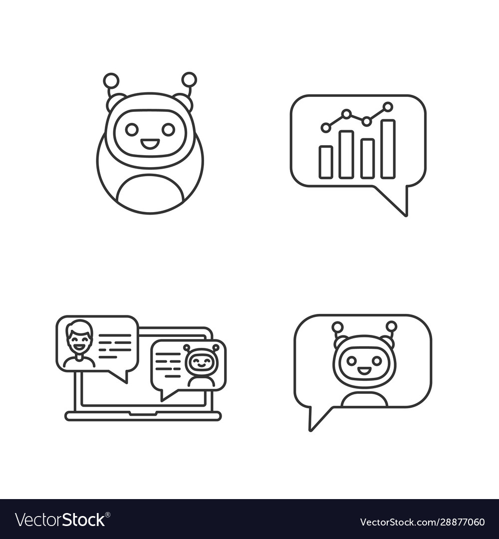 Chatbots linear icons set vector image Chatbots linear icons set