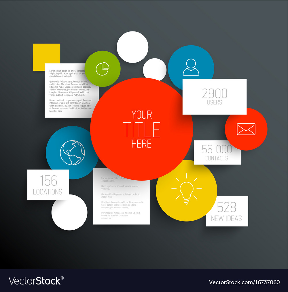 Dark abstract circles and squares infographic