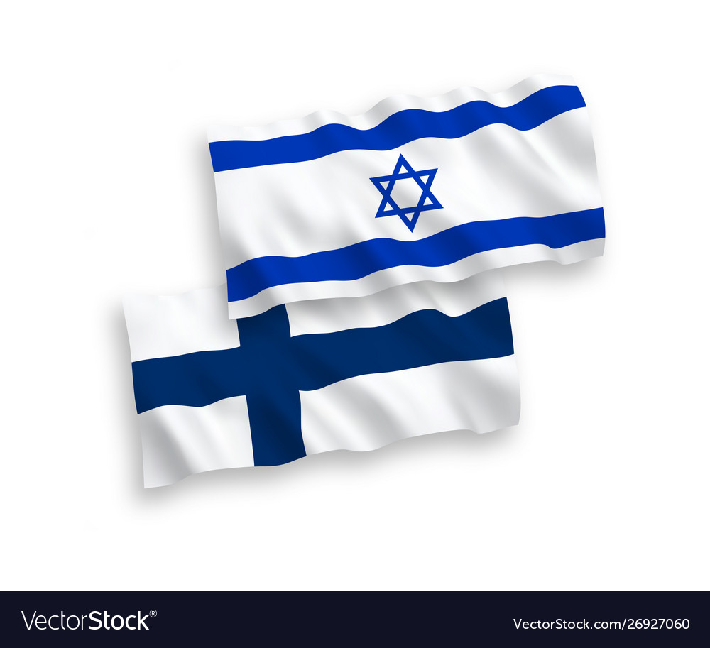 Flags finland and israel on a white background vector image Flags finland and israel on a white background