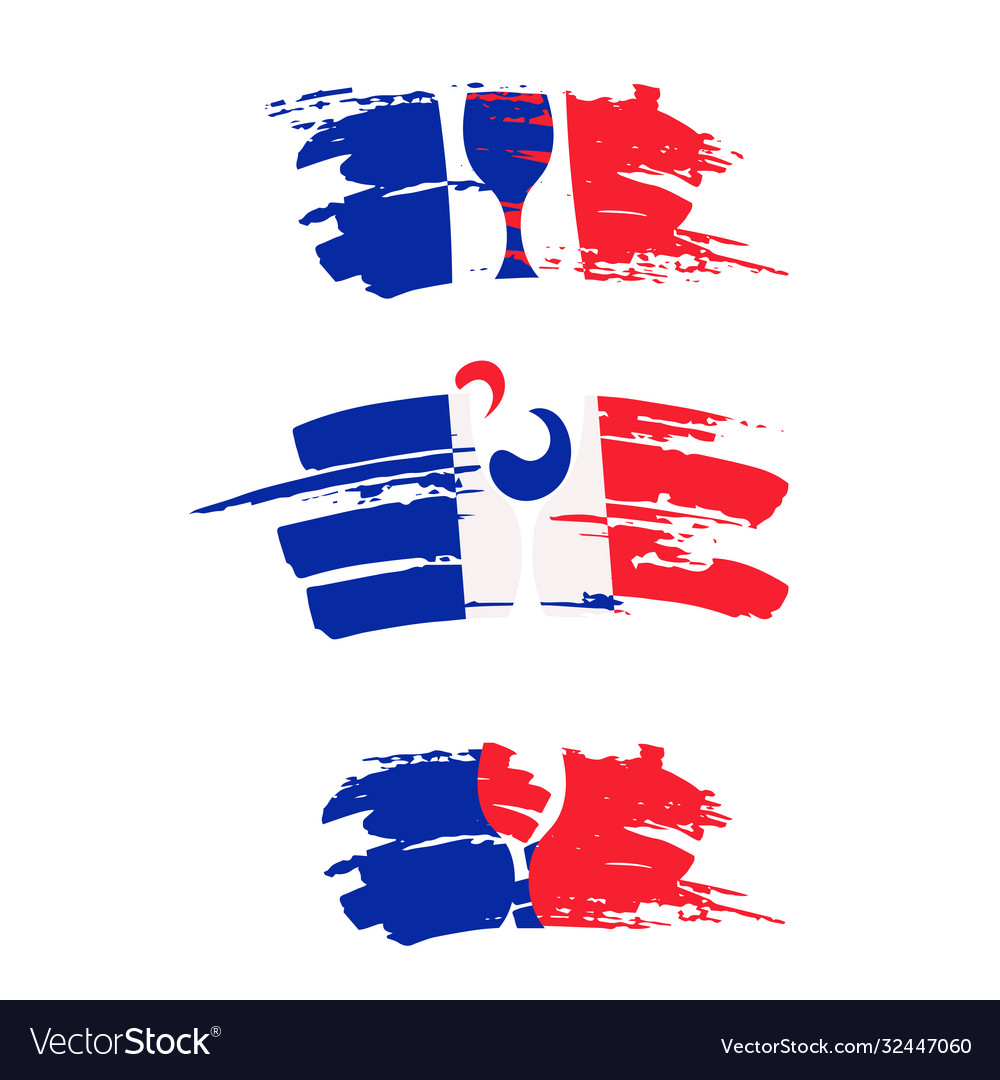 Französische Flagge Brush Strokes