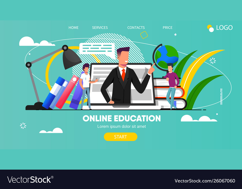 Landing page with teacher Royalty Free Vector Image