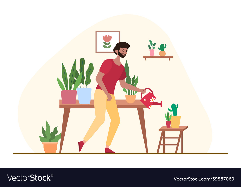 Man watering plants