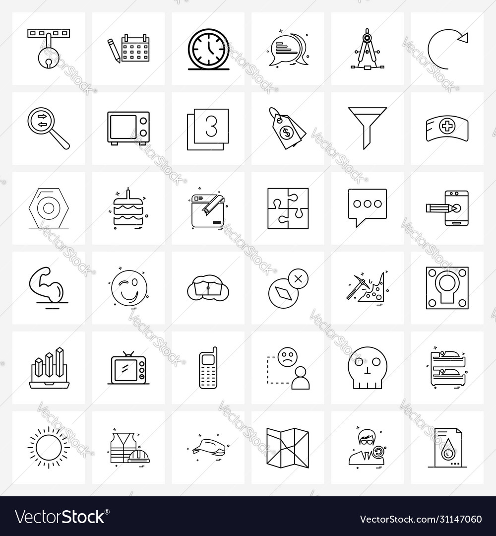 Modern style set 36 line pictograph grid based