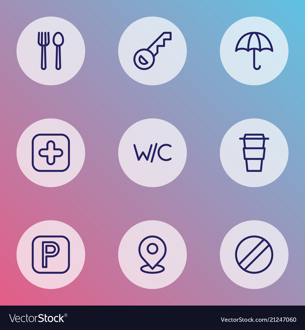 Navigationssymbole Linienstil mit wc-Taste gesetzt vector image Navigationssymbole Linienstil mit wc-Taste gesetzt