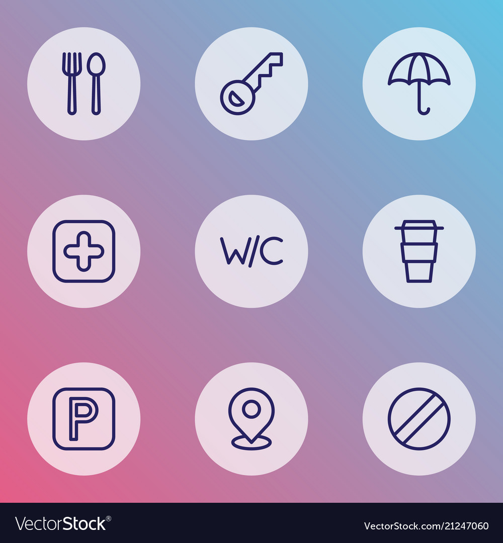 Navigation icons line style set with wc key