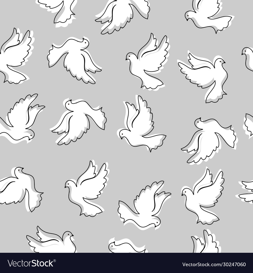 Seamless pattern with pigeons for design vector image Seamless pattern with pigeons for design
