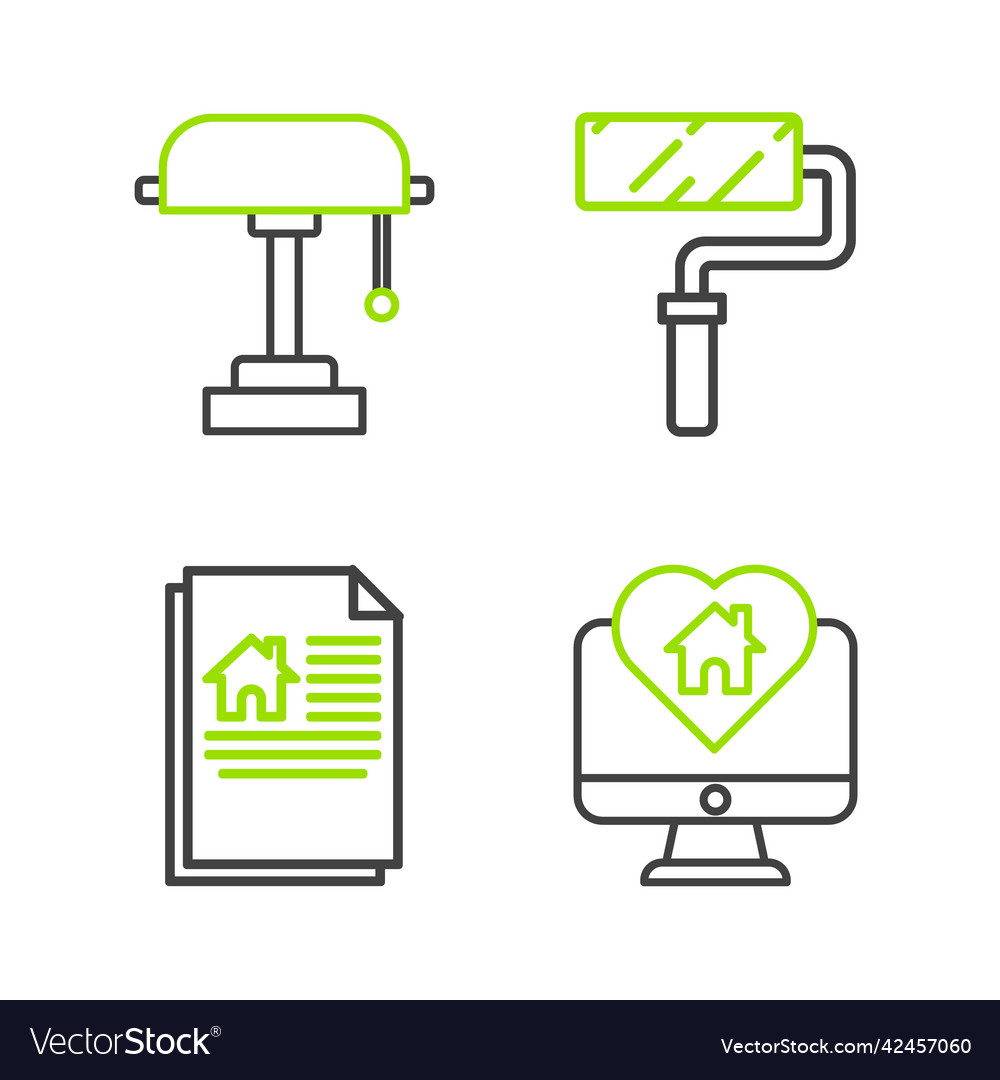 Set line monitor with house in heart shape