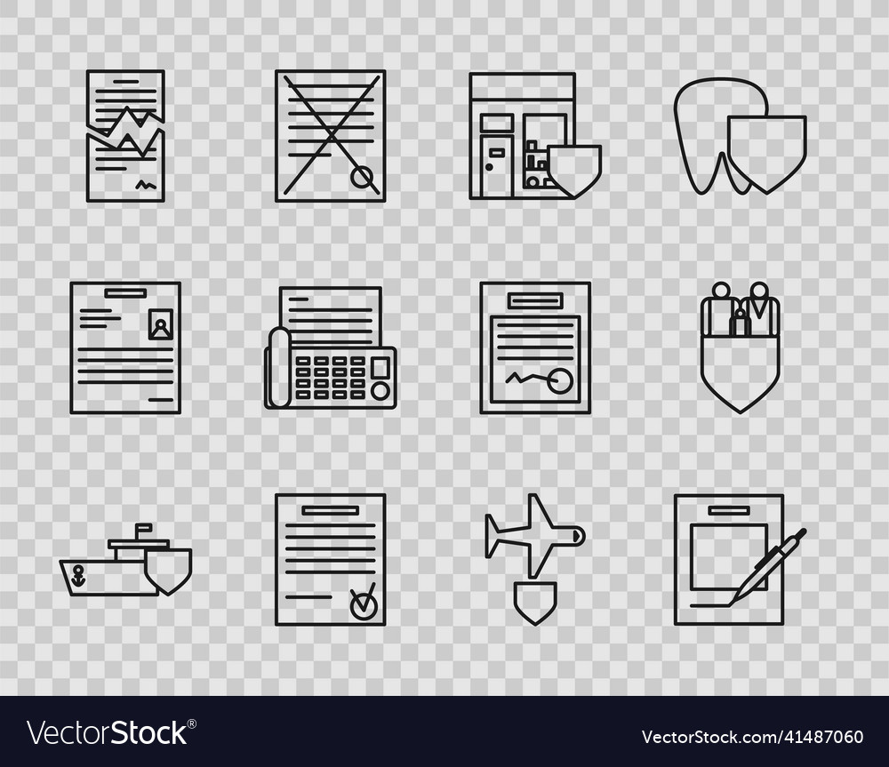Set line ship with shield blank notebook and pen vector image Set line ship with shield blank notebook and pen