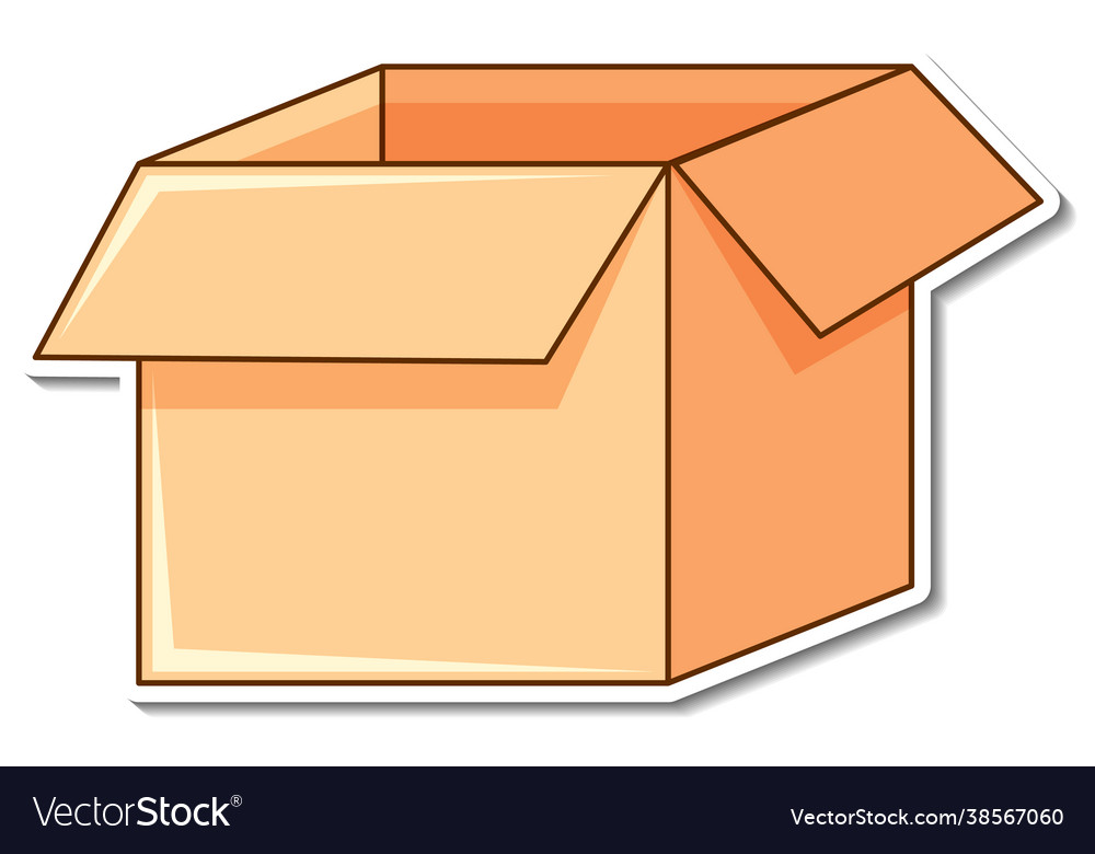 Sticker design with empty box open isolated Vector Image