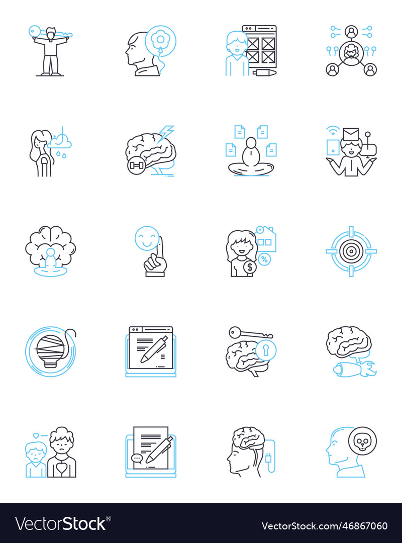 Time efficiency linear icons set streamlined vector image Time efficiency linear icons set streamlined