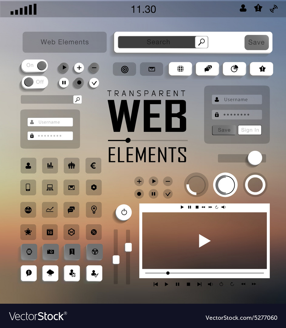 Web elements buttons and labels site
