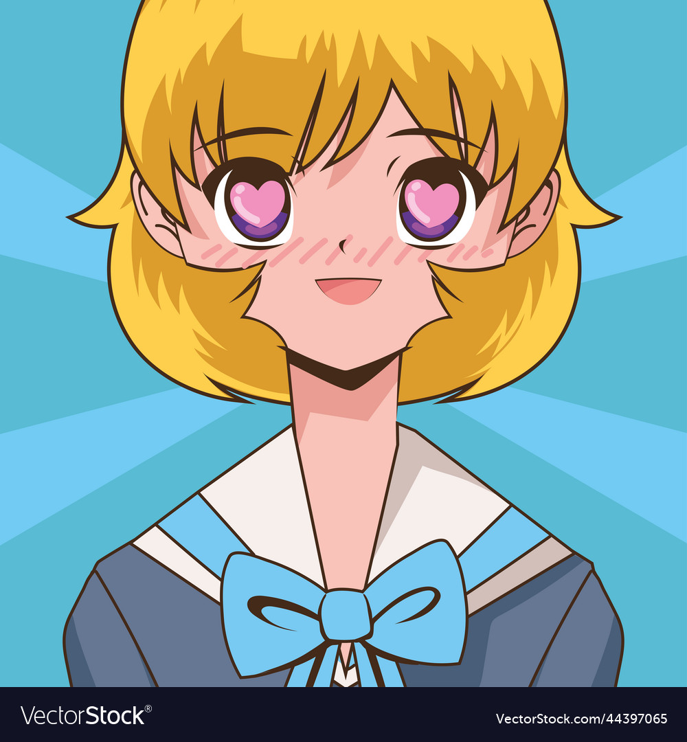 Premium Vector  Heart and girl anime character