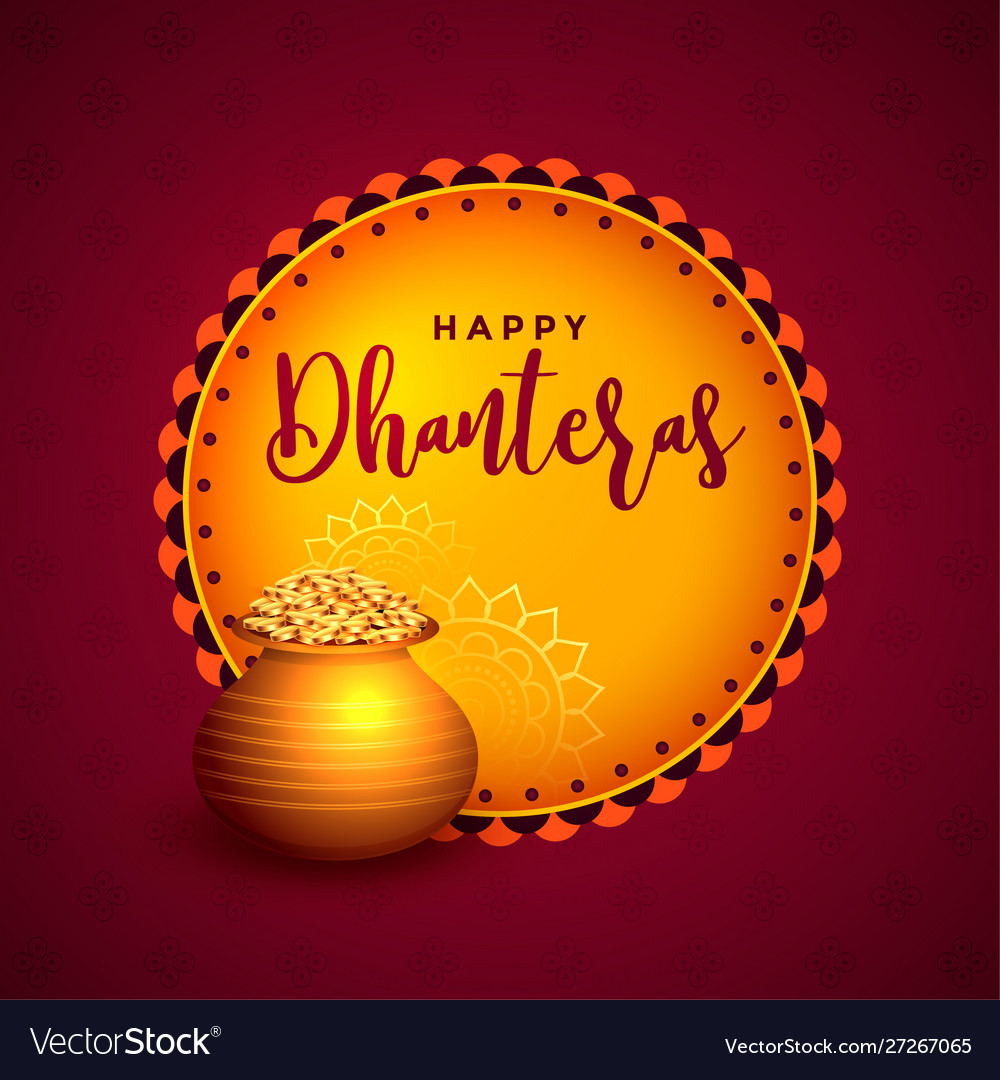 Beautiful happy dhanteras festival card greeting Vector Image