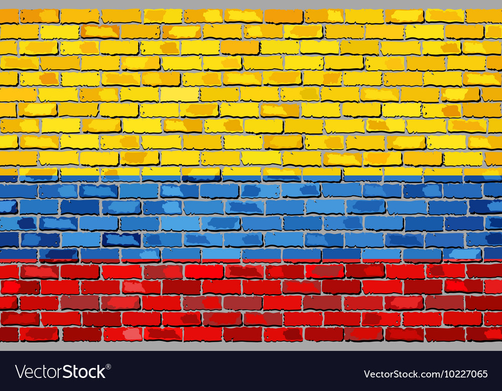Colombian Flag on Brick Wall