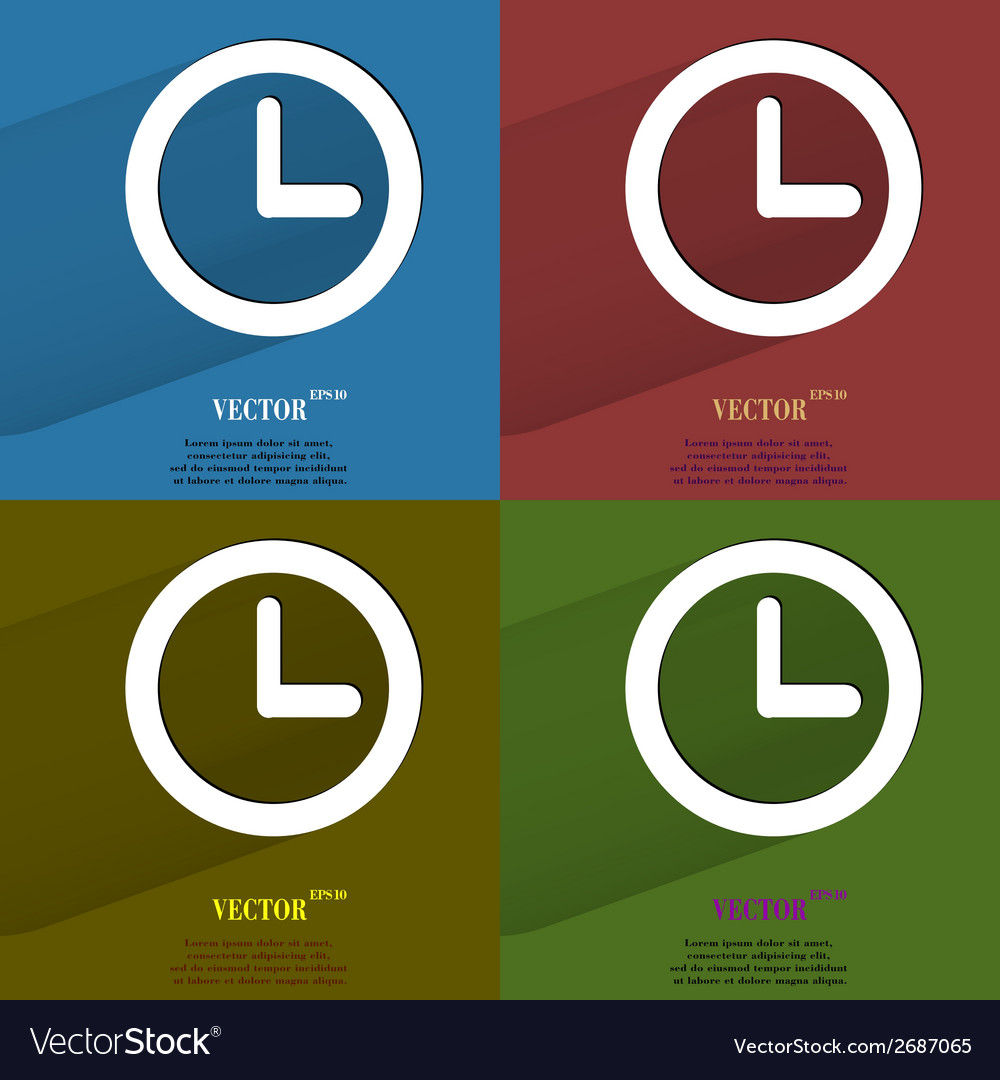 Color set watch flat modern web button with long