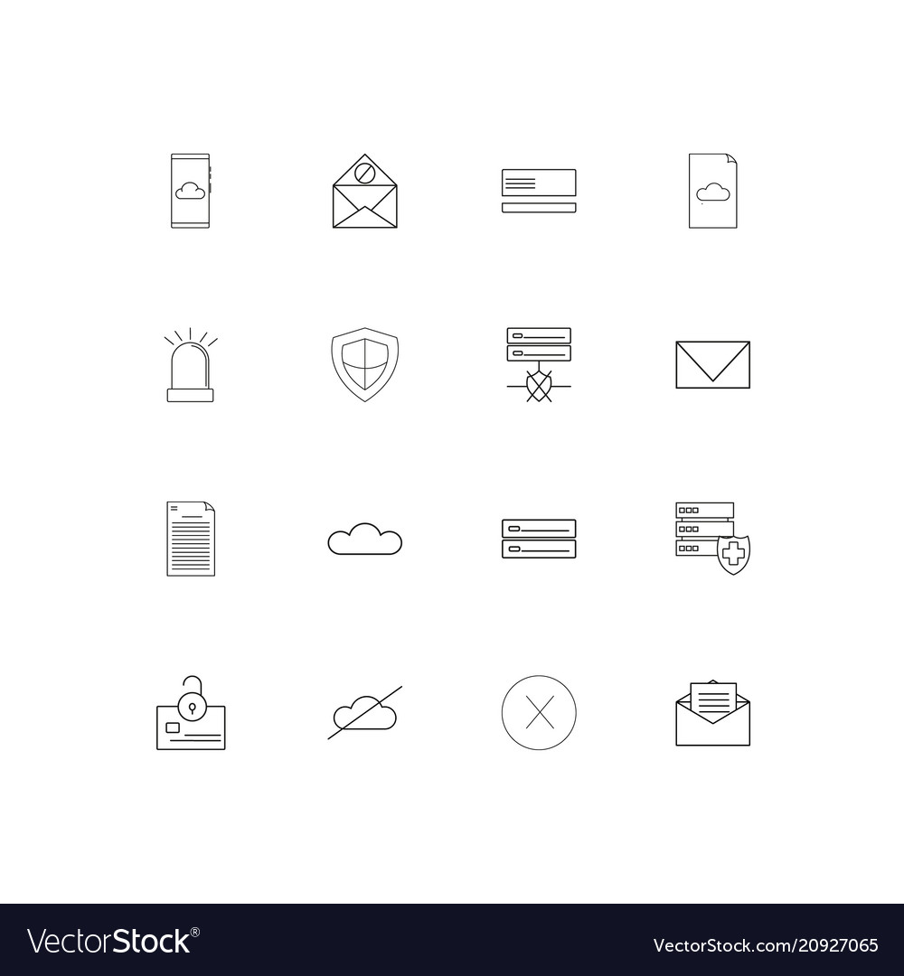 Cyber security linear thin icons set outlined