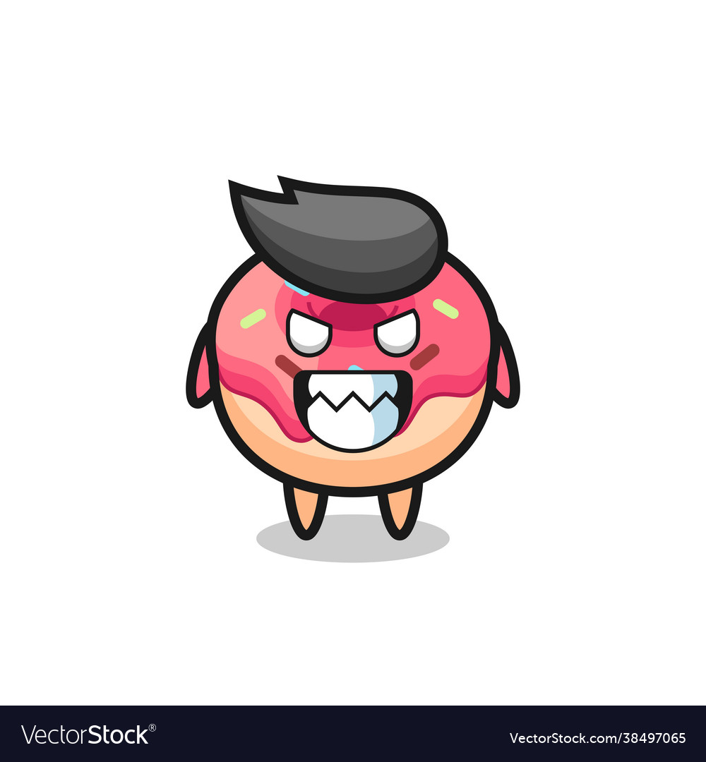 Evil expression doughnut cute mascot Royalty Free Vector