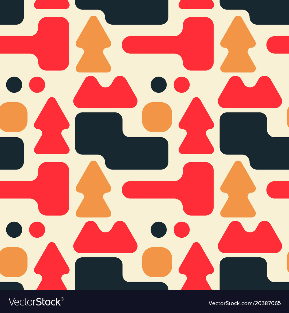 Full colour shape forest seamless pattern