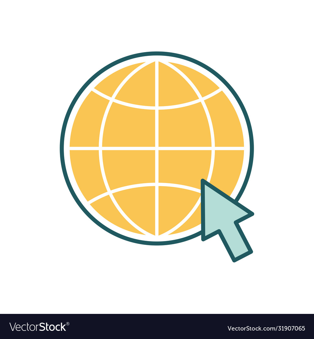 Global sphere with cursor line and fill style icon