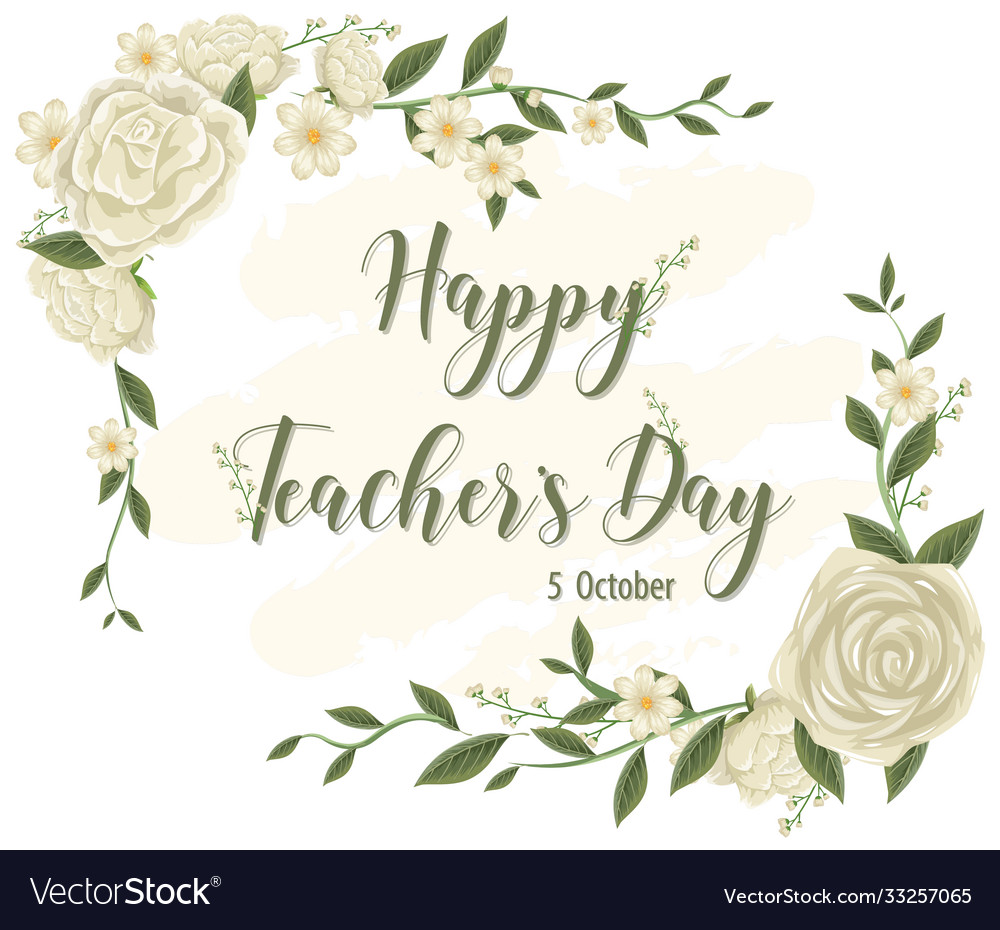 Happy teachers day logo with floral theme Vector Image