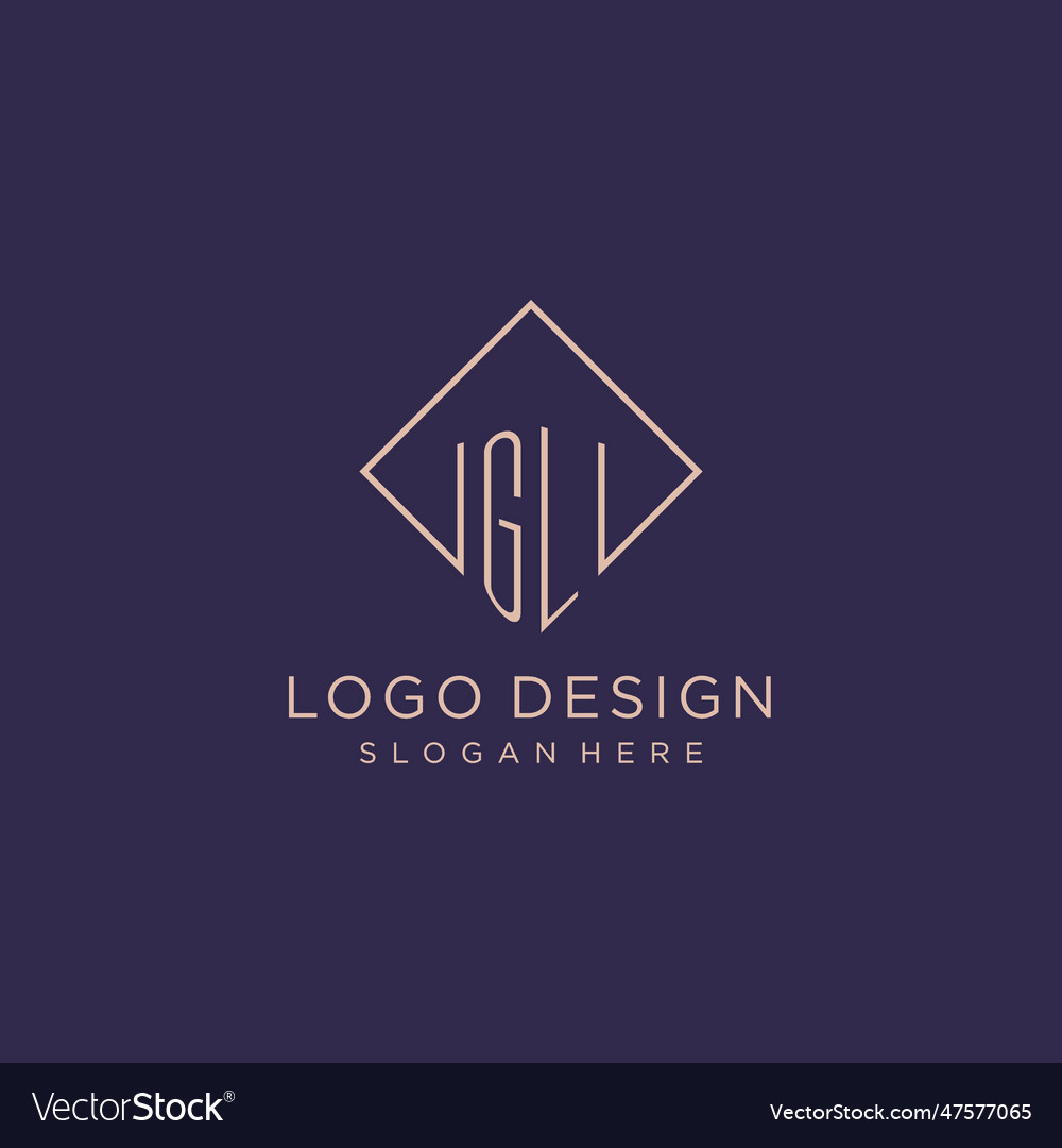 Initials gl logo monogram with rectangle style Vector Image