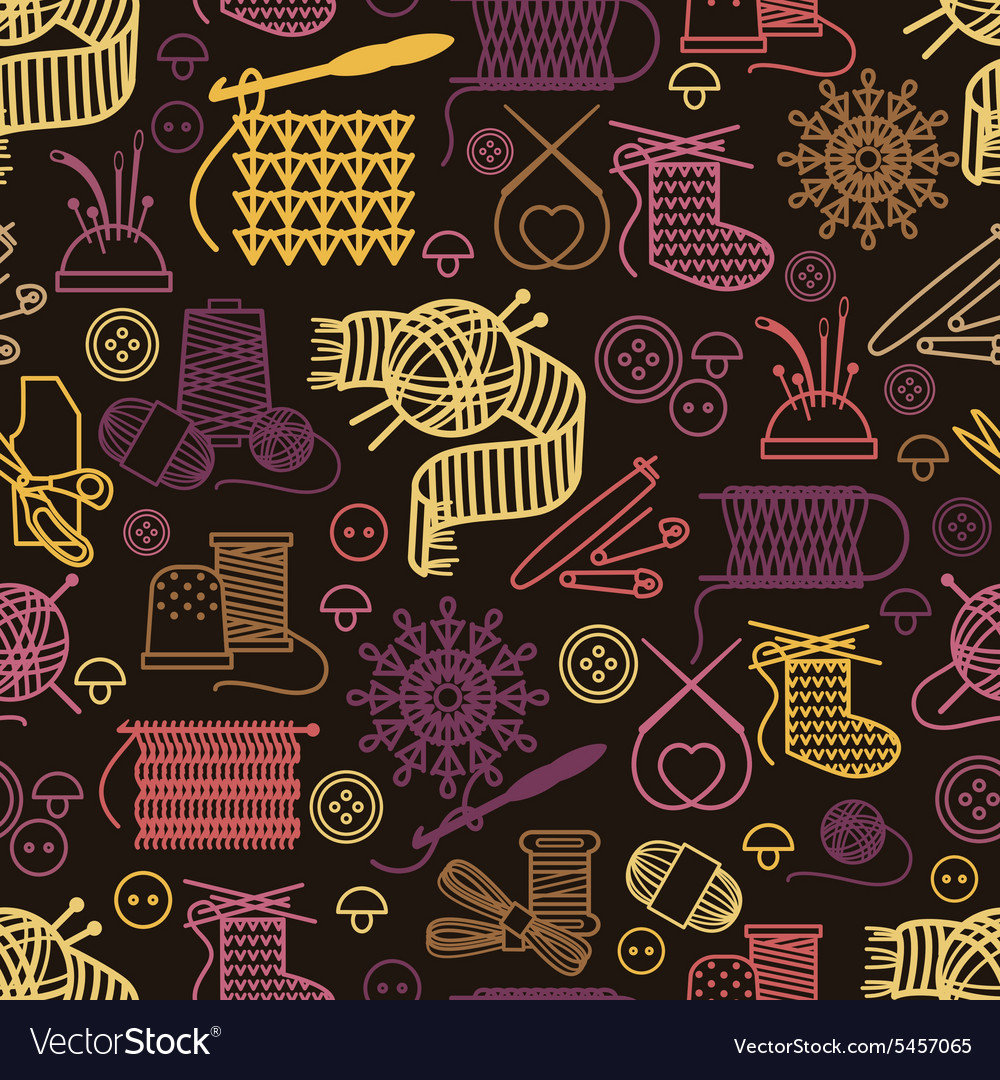 Knitting and needlework seamless pattern Vector Image