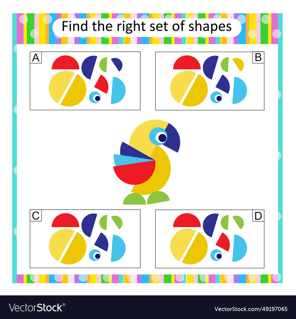 Logic puzzle for kids find the correct set Vector Image