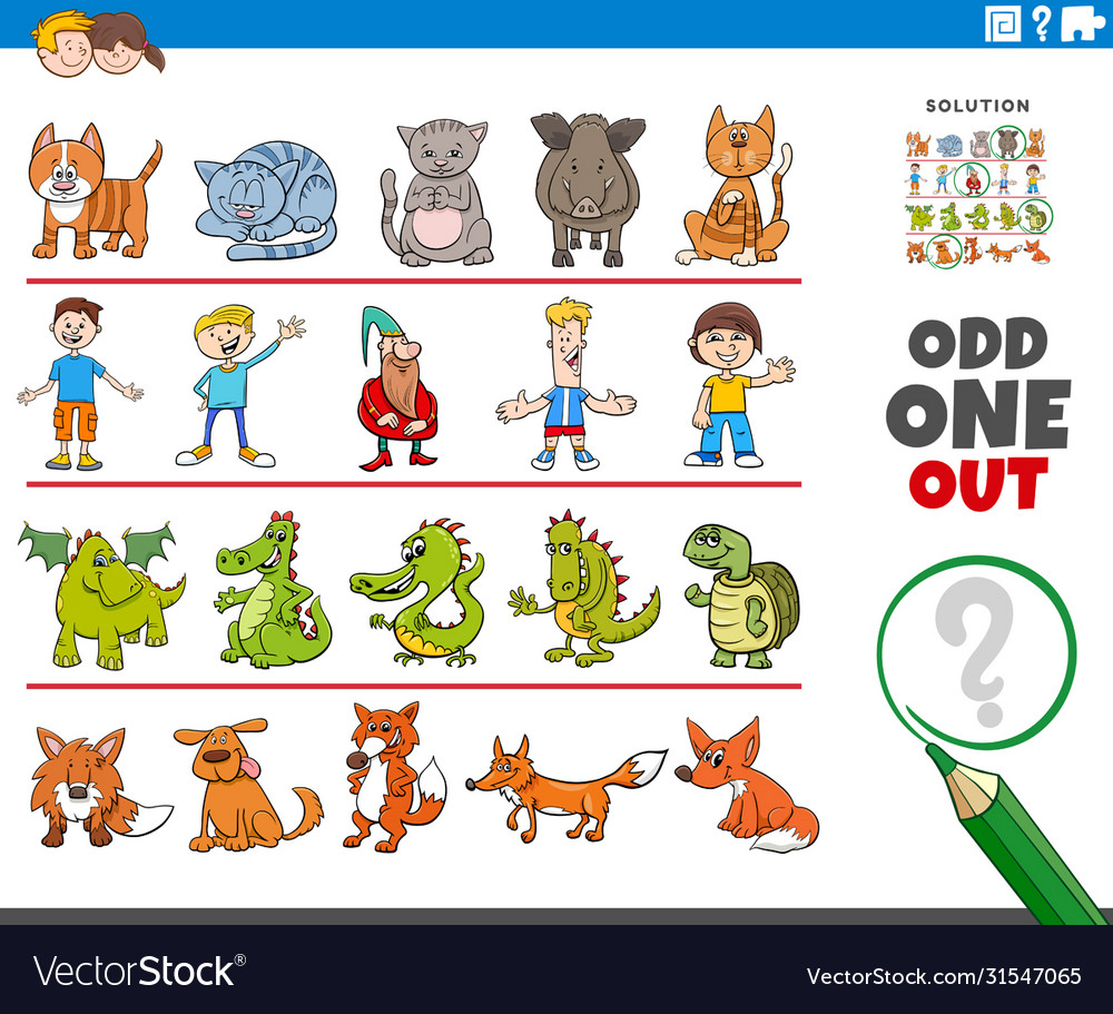 odd-one-out-picture-game-with-funny-characters-vector-image