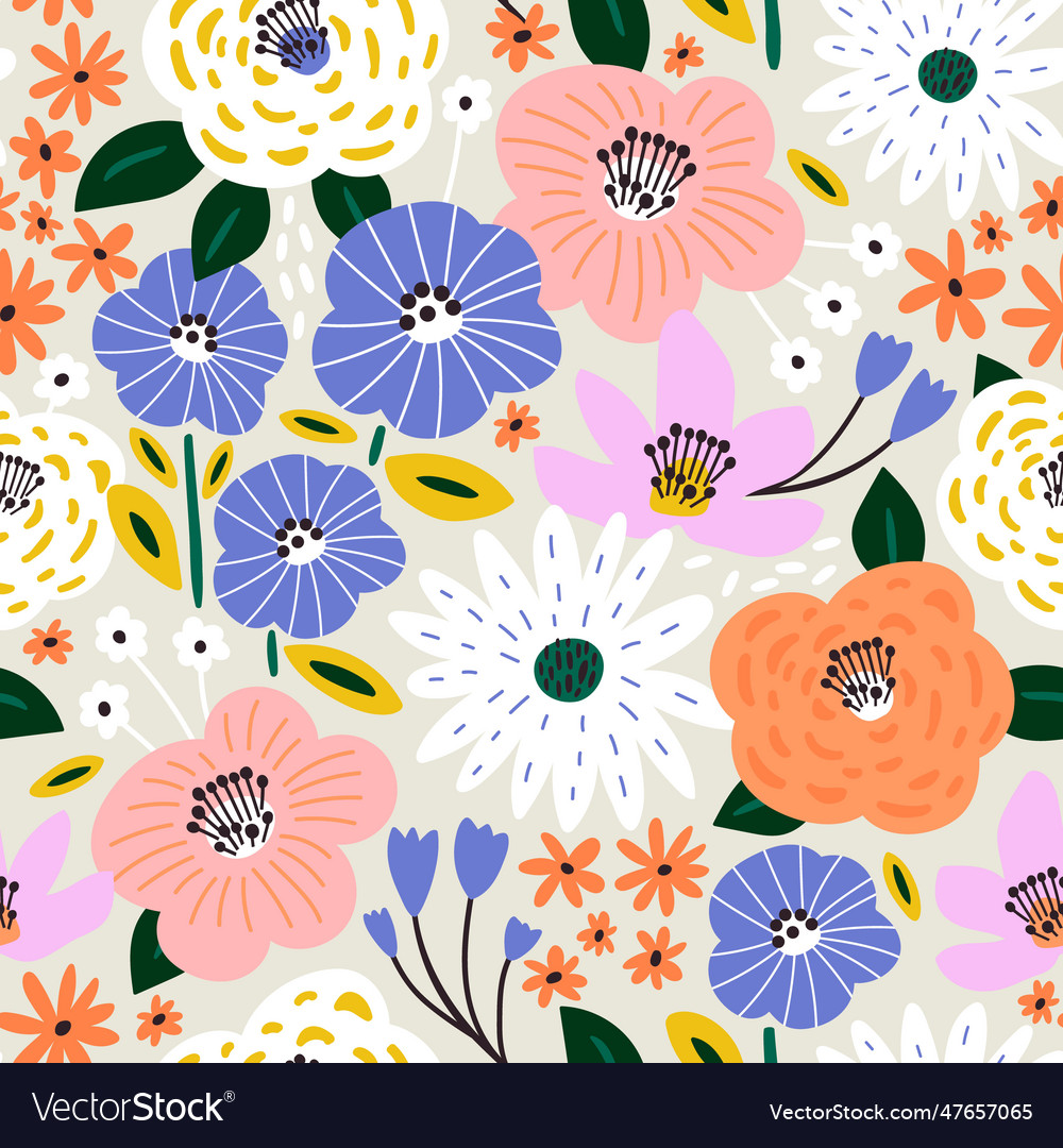 Seamless floral blossom pattern botanical texture Vector Image