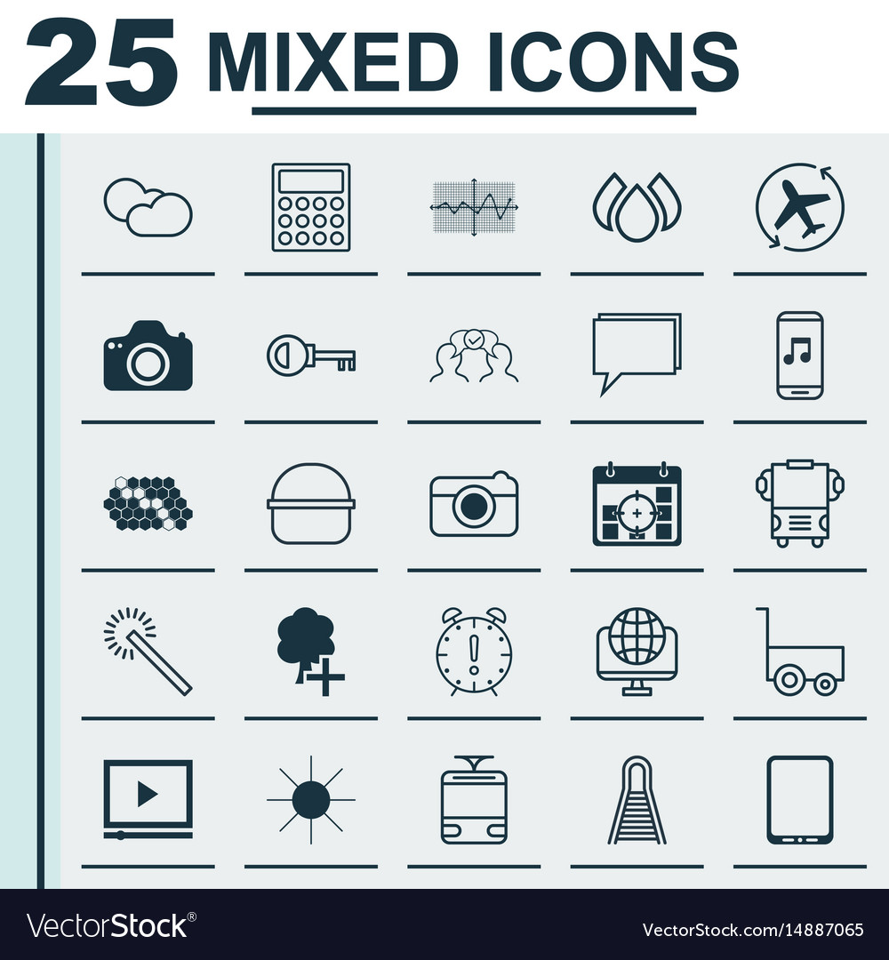 Set of 25 universal editable icons can be used