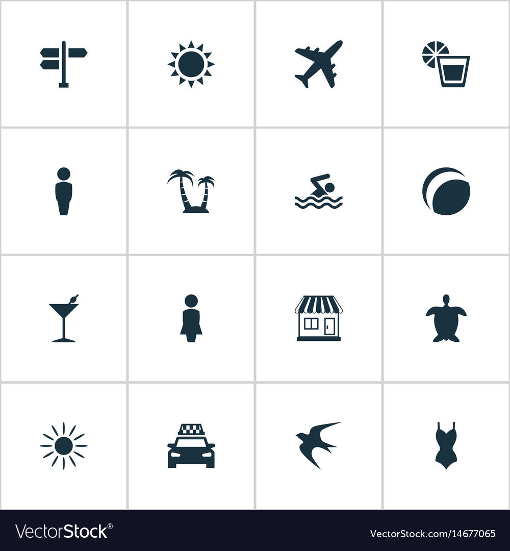 Set of simple seaside icons