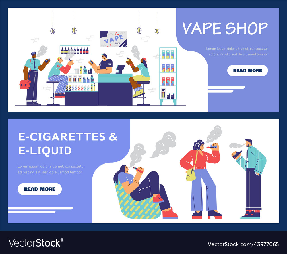 Set von Webseiten-Banner über vape shop e Vector Image Set von Webseiten-Banner über vape shop e