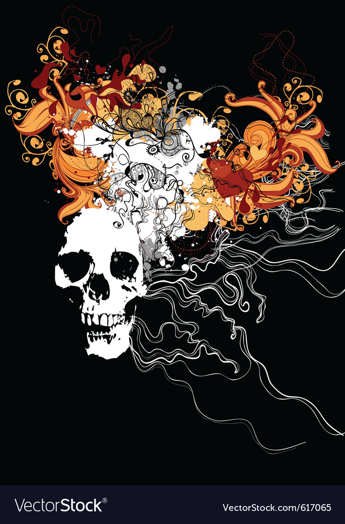 Skull with abstract design elements Royalty Free Vector
