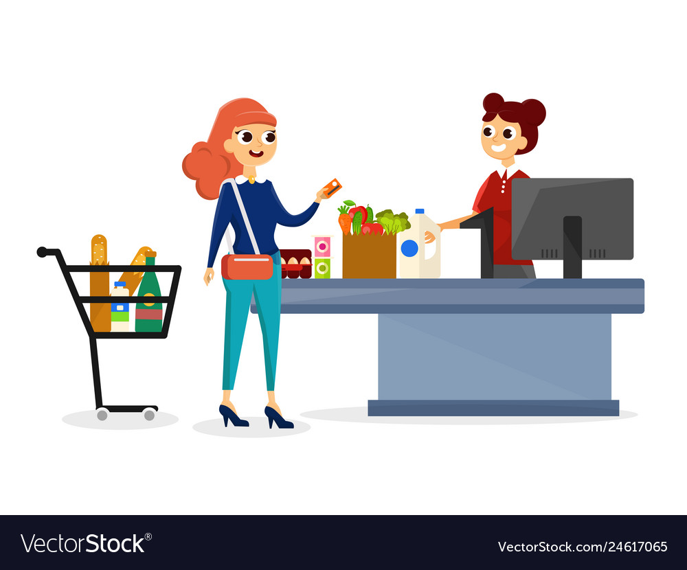 Woman shopping Royalty Free Vector Image - VectorStock