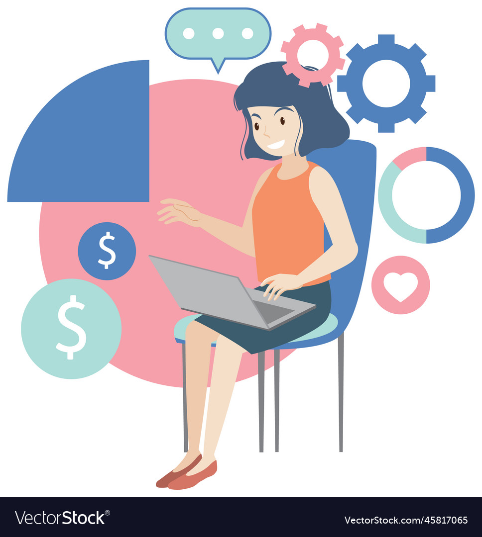 Working characters flat design for web banner