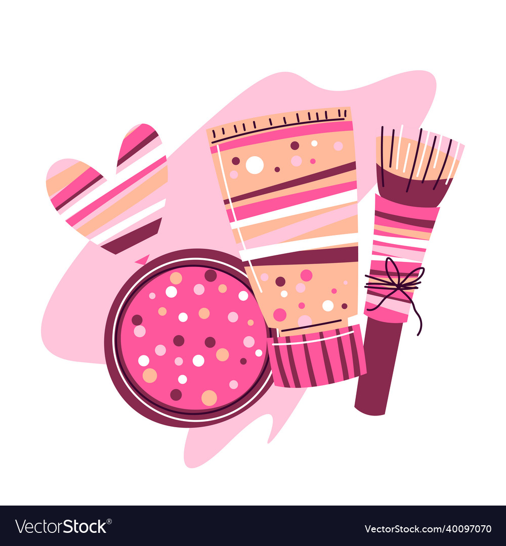 Background with cosmetics for skincare and makeup vector image Background with cosmetics for skincare and makeup
