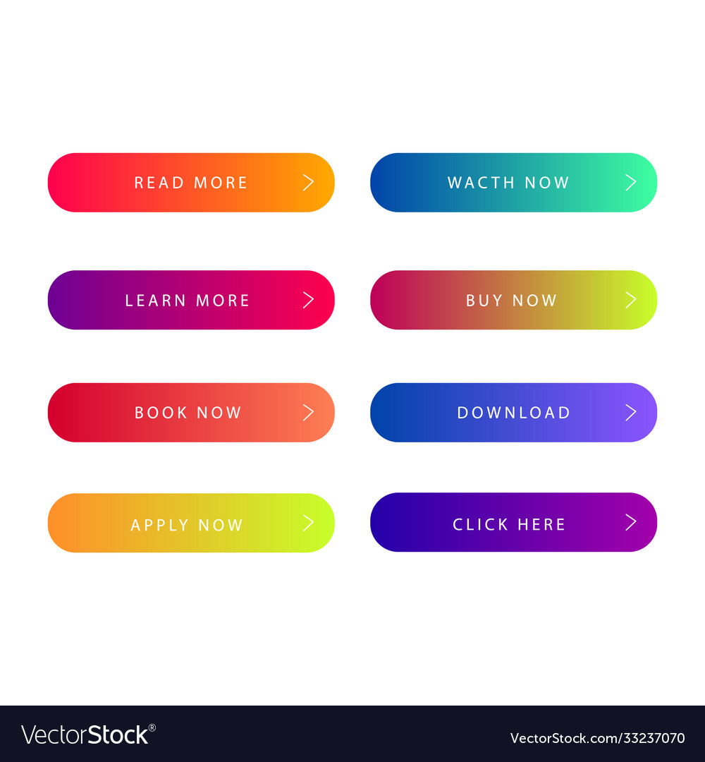 Button user interface icon set isolated on white