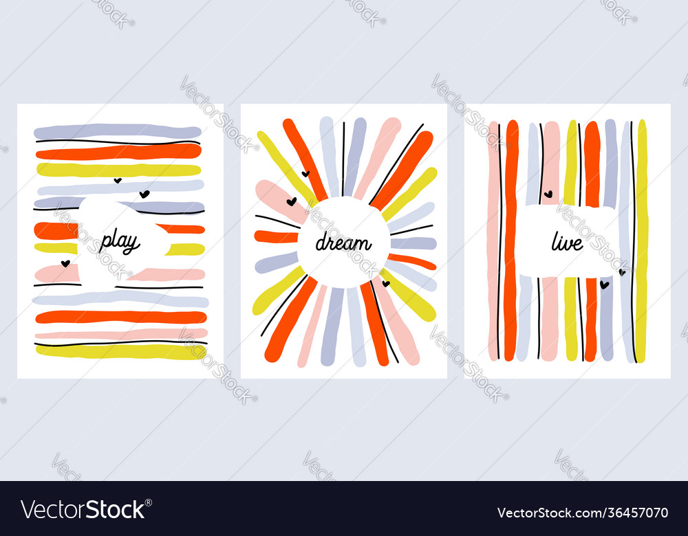 Cards set abstract colorful lines and copy space vector image Cards set abstract colorful lines and copy space