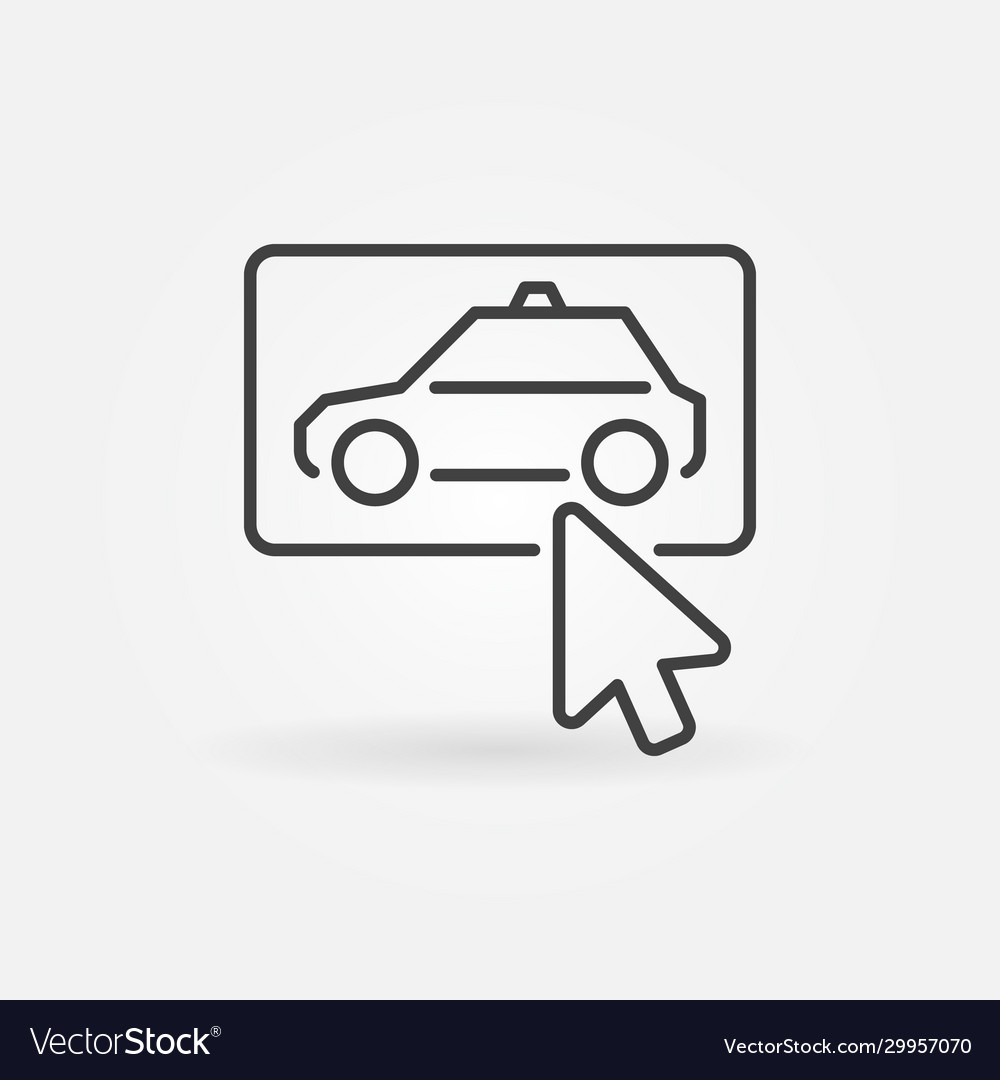 Click on taxi button concept icon in thin vector image Click on taxi button concept icon in thin