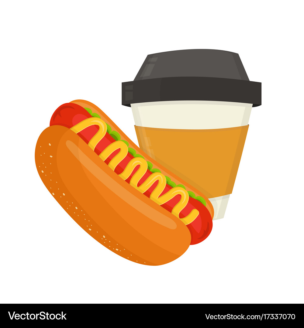 Hot dog and coffee cup modern Royalty Free Vector Image