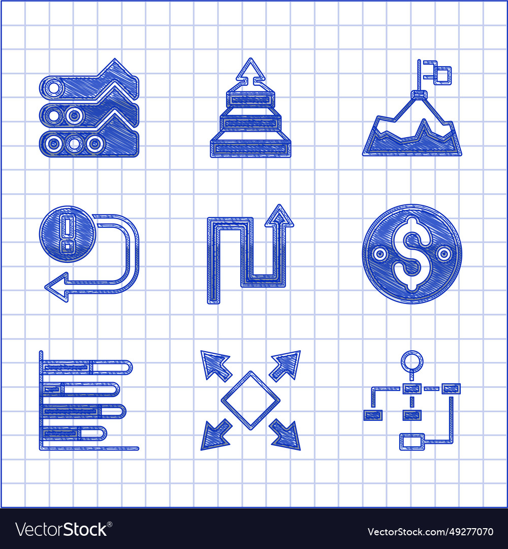 Set arrow many ways directional hierarchy vector image Set arrow many ways directional hierarchy