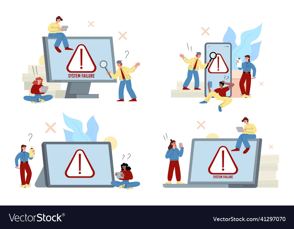 Set of operating system error warning banners vector image Set of operating system error warning banners