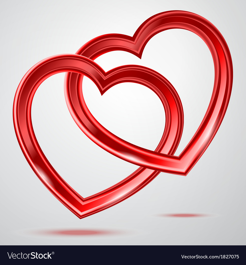 Abstract two shiny hearts shapes Royalty Free Vector Image