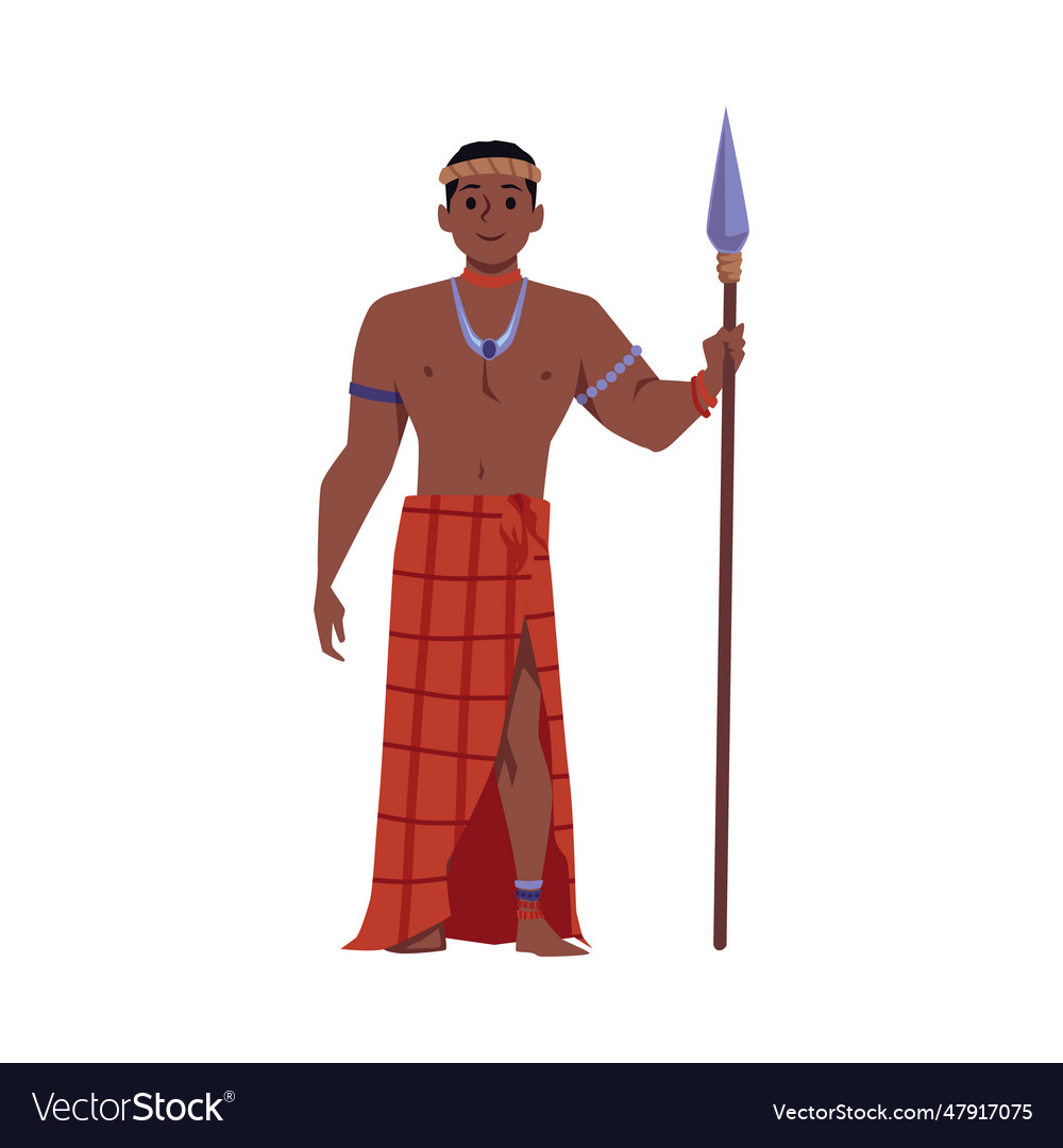 Black man in traditional african clothes holding Vector Image