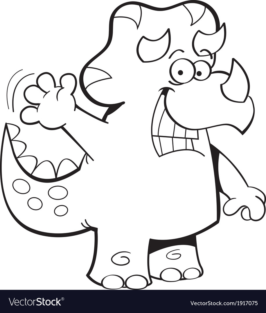 Cartoon triceratops waving