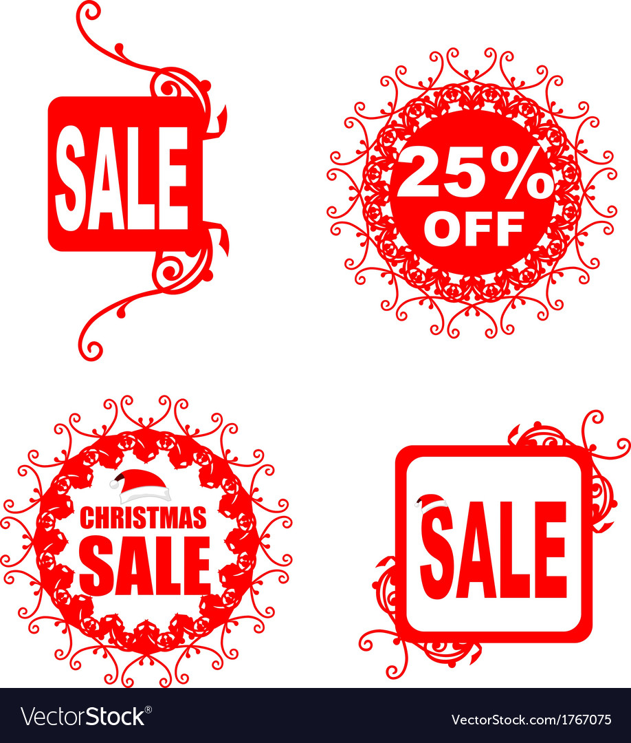 Christmas sale tag with floral pattern Royalty Free Vector