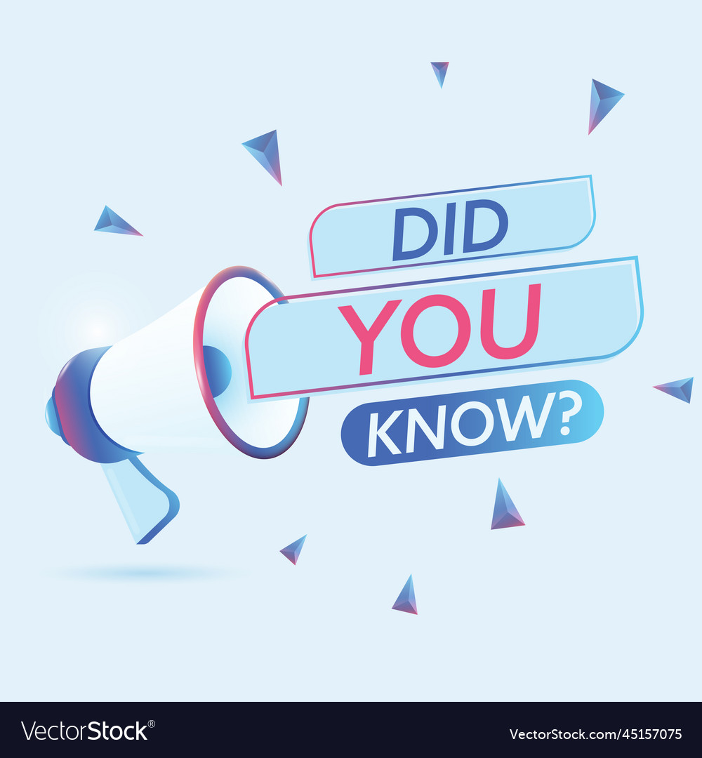 Did you know text with 3d realistic megaphone vector image Did you know text with 3d realistic megaphone