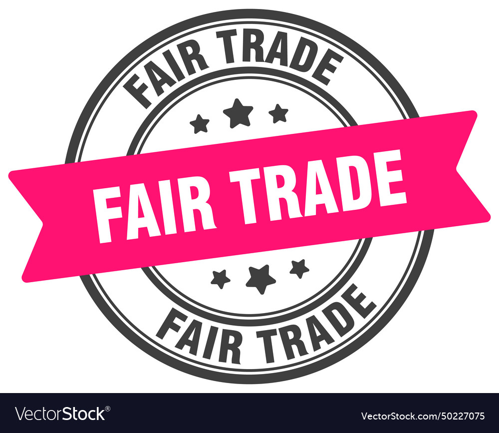 Fair trade stamp label on transparent